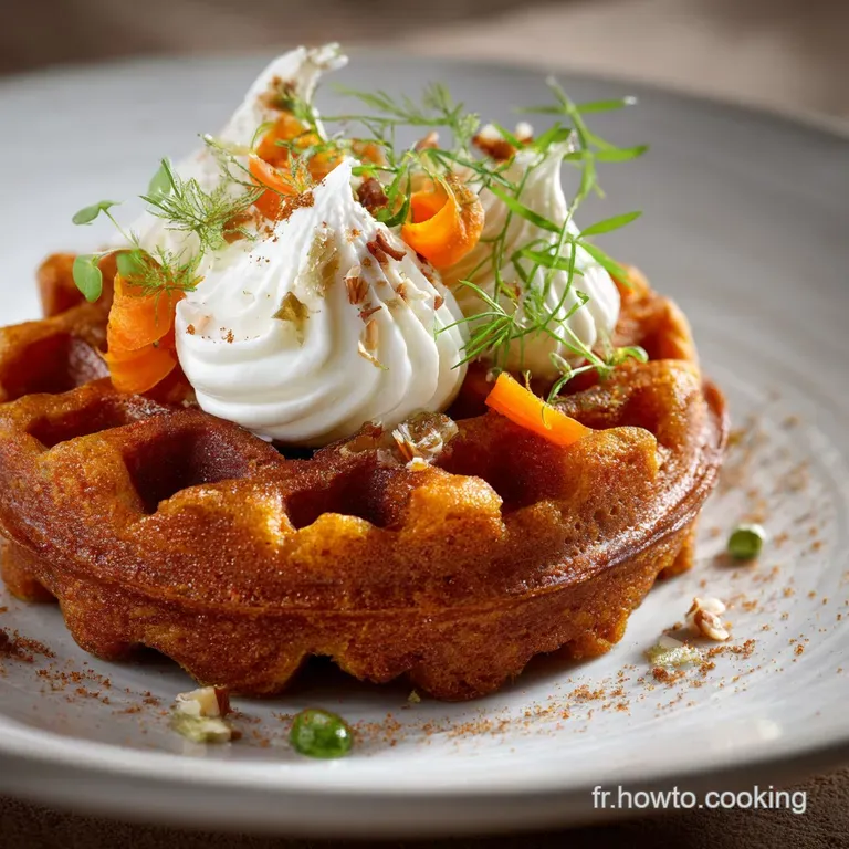 Gaufres Spicées à la Carotte et Noix de Pécan Coulis Fromage Crème