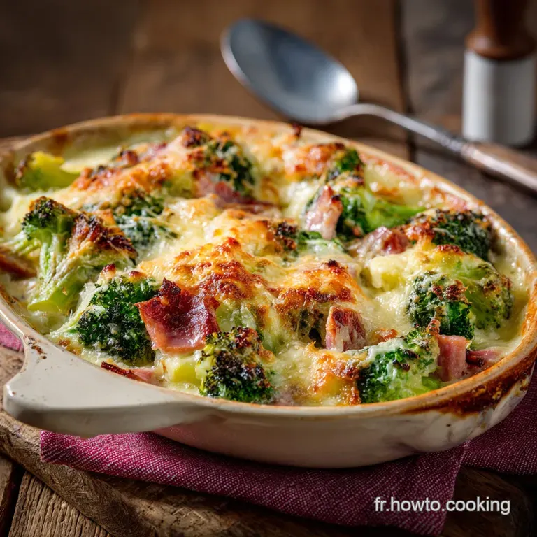 Gratin De Brocoli Et Jambon Le Classique Familial &Agrave; La B&eacute;chamel Cr&eacute;meuse presentation