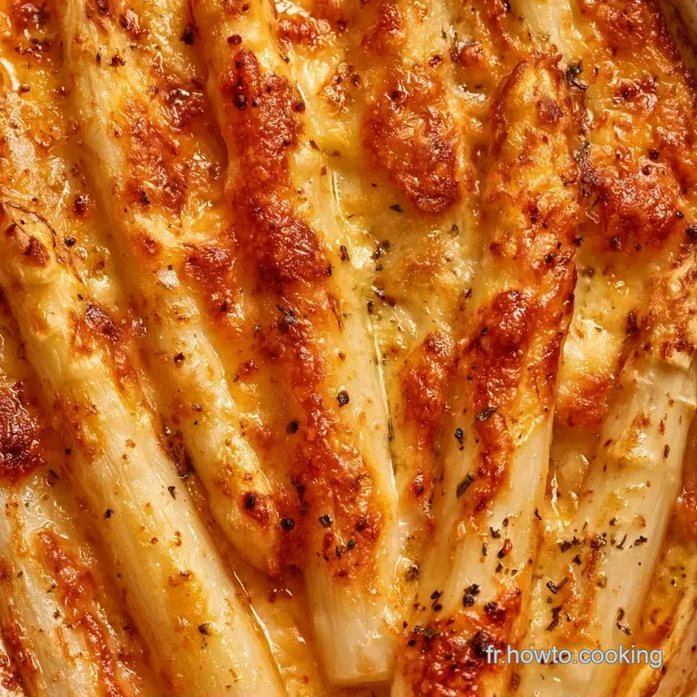 Asperges blanches fondantes dispos&eacute;es avec &eacute;l&eacute;gance, surmont&eacute;es d'un voile dor&eacute; et d'un brin de persil frais.