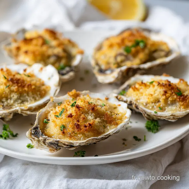 Coquilles nacr&eacute;es garnies de fromage grill&eacute;, entour&eacute;es de quartiers de citron jaune et de persil frais cisel&eacute;.