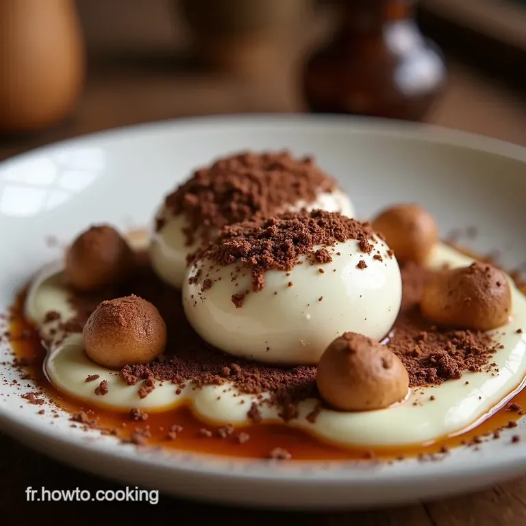 Îles Flottantes Cœur Noir Meringues Noisette sur Crème Anglaise Chocolat Intense presentation