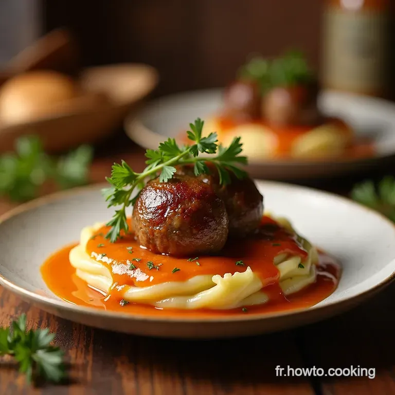 Köttbullar Boulettes Suédoises Authentiques Sauce Crémée presentation