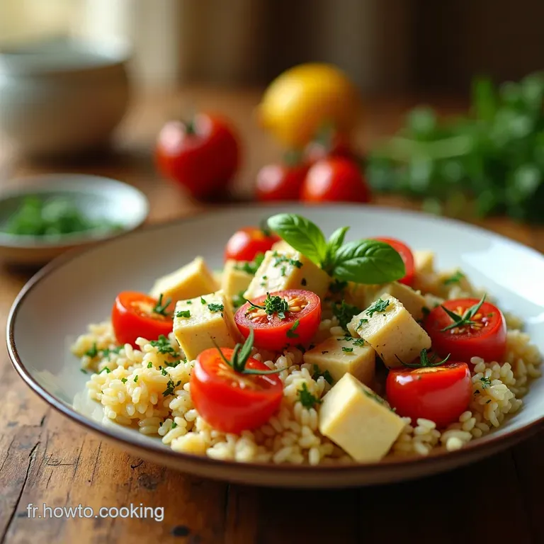 La Perle Noire du Sud Salade de Riz Vénéré aux Tofu Marinées aux Fines Herbes et Tomates Confites presentation