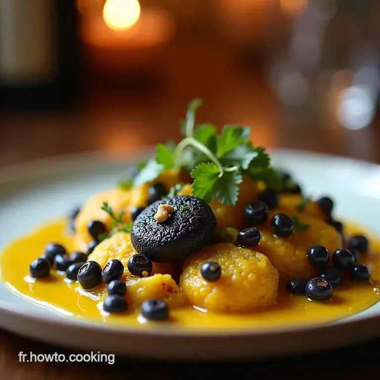 Le Velours Noir Curry de Lentilles Beluga Crémé au Coco et Touche de Gingembre Frais presentation