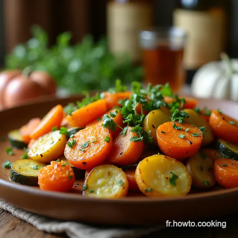 Légumes du Soleil Express Carottes Courgettes et Patates Douces Rôties à lAirfryer presentation