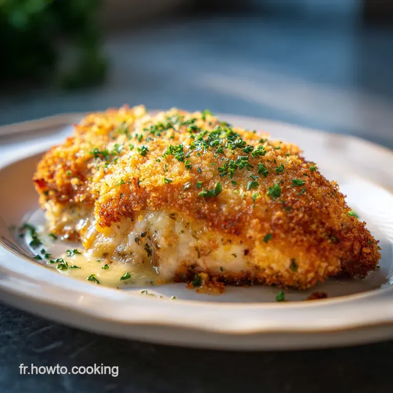 Elegant plate featuring a crispy cordon bleu, served alongside al dente asparagus spears, drizzled with a buttery, golden ...