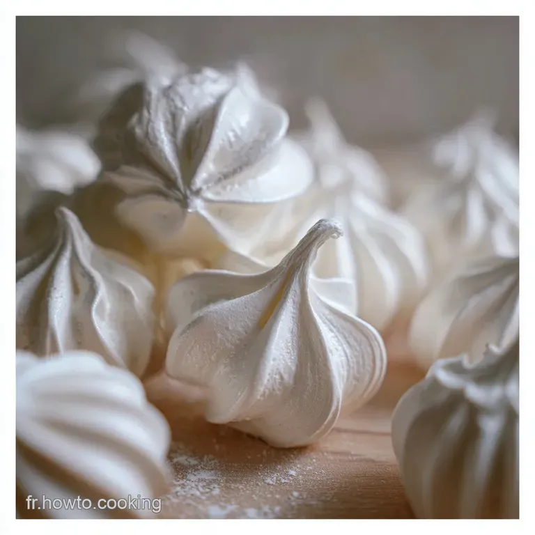 Elegant meringue nests filled with whipped cream and juicy red berries, a light and airy dessert presented on a white plate.