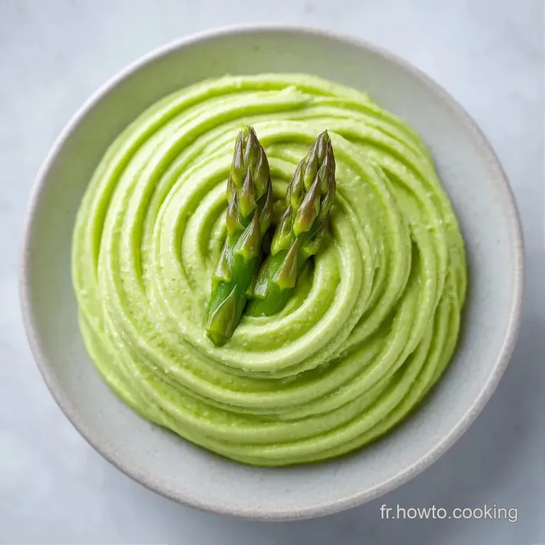 Quenelle de cr&egrave;me vert p&acirc;le d&eacute;pos&eacute;e avec soin sur une assiette design, entour&eacute;e de fines herbes et de gouttes d'huile.