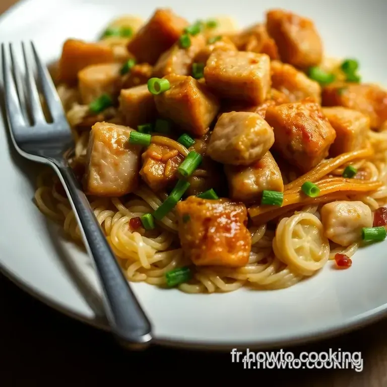 Nouilles Saut&eacute;es Au Poulet Savoureuses presentation