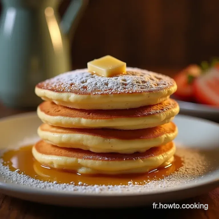 Les Pancakes Moelleux à la Française Nuages Dorés pour un PetitDéjeuner de Rêve presentation