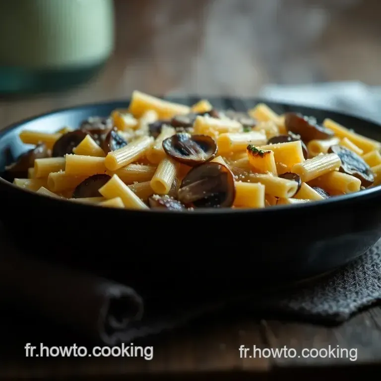 P&acirc;tes Cr&eacute;meuses Aux Champignons Et &Agrave; L&rsquo;ail presentation