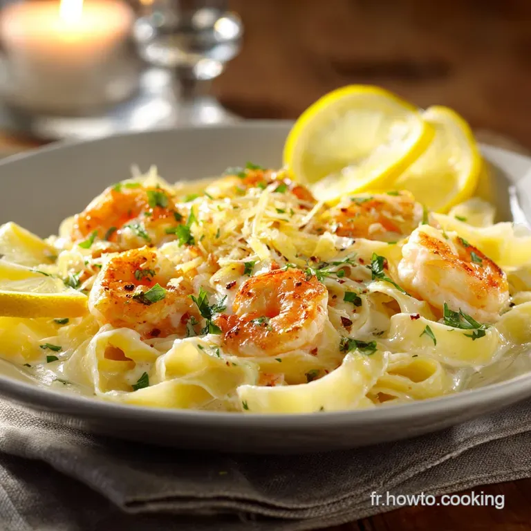 P&acirc;tes &agrave; la Sauce aux Crevettes et au Citron Notre Linguine Cr&eacute;meuse Express