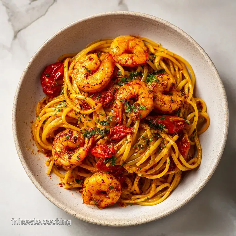 P&acirc;tes aux Crevettes Cr&eacute;meuses Ail Paprika