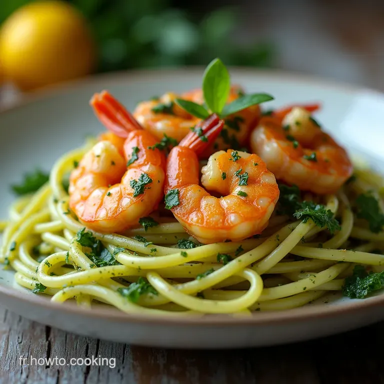 Plats Rapides Gambas Pesto Roquette au Citron Vert 25 min