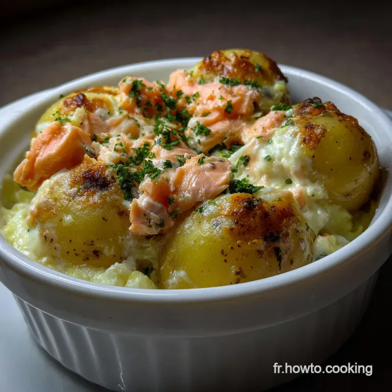 Recette de Pommes De Terre Farcies Au Saumon Cr&eacute;meuses