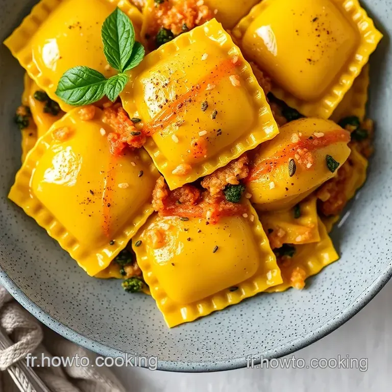 Raviolis &Agrave; La Courge Et Beurre Noisette &Agrave; La Sauge presentation