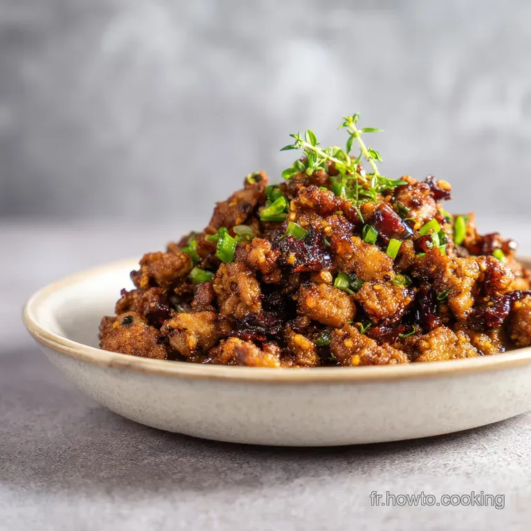 A rustic bowl of savory pork cretons, browned on top, with crusty bread slices ready for dipping.