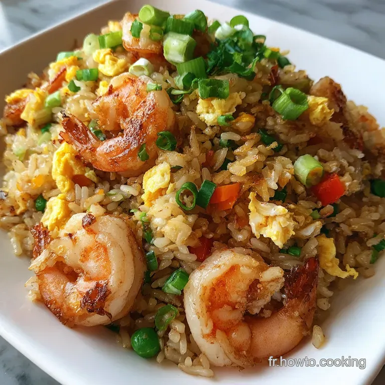 Elegant plate featuring creamy shrimp and rice. Garnished with fresh herbs, creating inviting texture and color contrast.