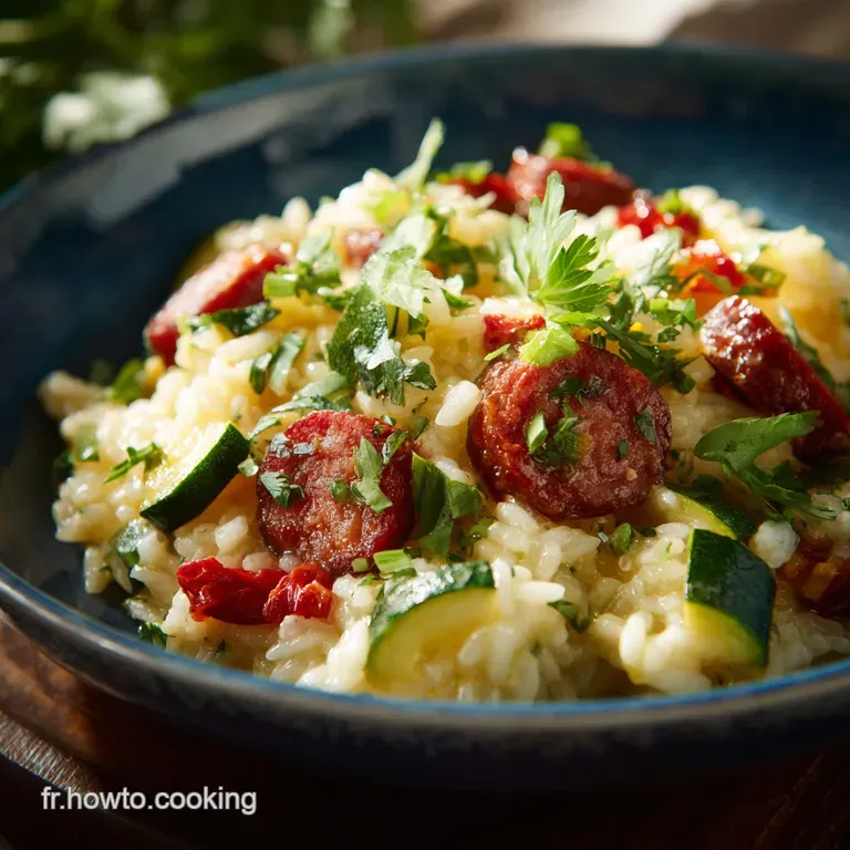 Risotto Aux Courgettes Et Chorizo Le Plat Cr&eacute;meux Qui Fait Voyager Vos Papilles presentation