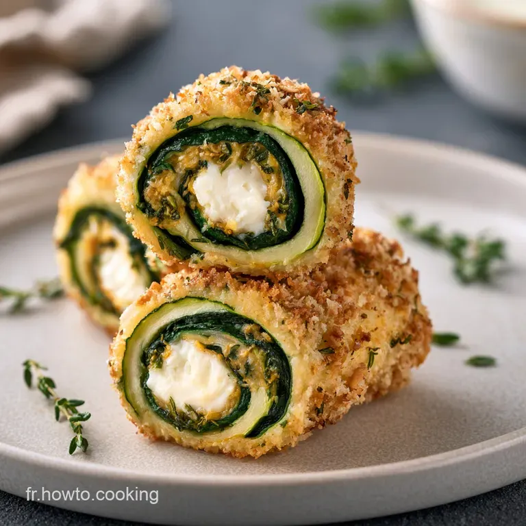Trois cylindres grill&eacute;s align&eacute;s sur une assiette blanche, agr&eacute;ment&eacute;s d'une sauce cr&eacute;meuse et de feuilles de persil frais.