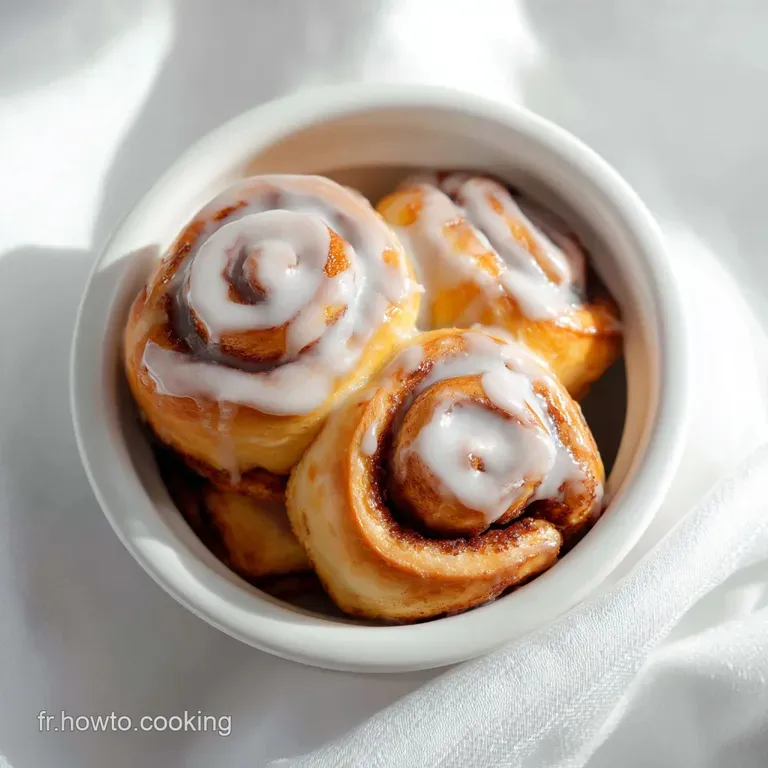 Une brioche spirale bien dor&eacute;e sur une assiette blanche, surmont&eacute;e d'une cr&egrave;me onctueuse et fondante.