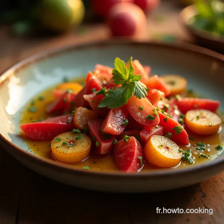 Le Rubis Croquant Salade de Chou Rouge Vinaigrette Exotique aux Fruits Secs presentation