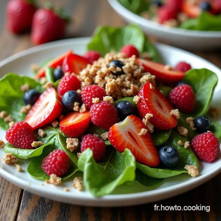 Salade Fraises Framboises et Mâche Vinaigrette MielBalsamique Facile