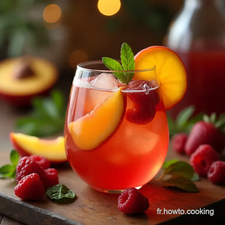 Sangria Blanche Soleil dÉté aux Pêches Mûres et Framboises Fraîches presentation