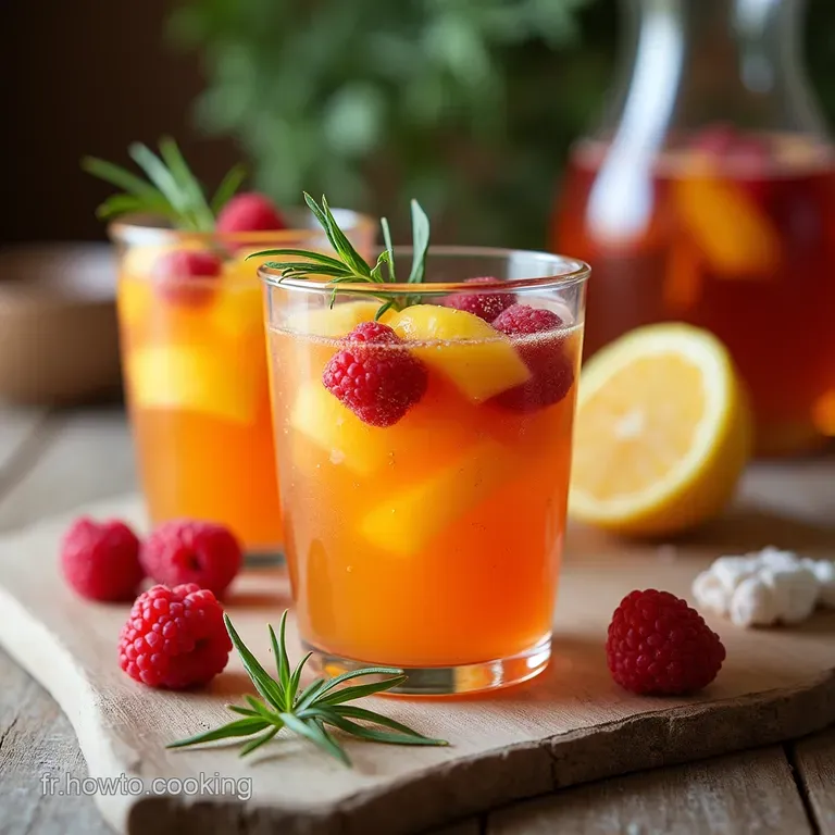 Recette Sangria Blanche Pêches Framboises Cocktail Été Facile