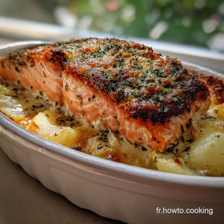Saumon Pommes de Terre R&ocirc;ti et Gratin Cr&eacute;meux
