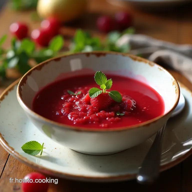 LOr Rouge du Jardin Soupe Glacée de Cerises à la Verveine Parfumée et Note de Muscovado presentation