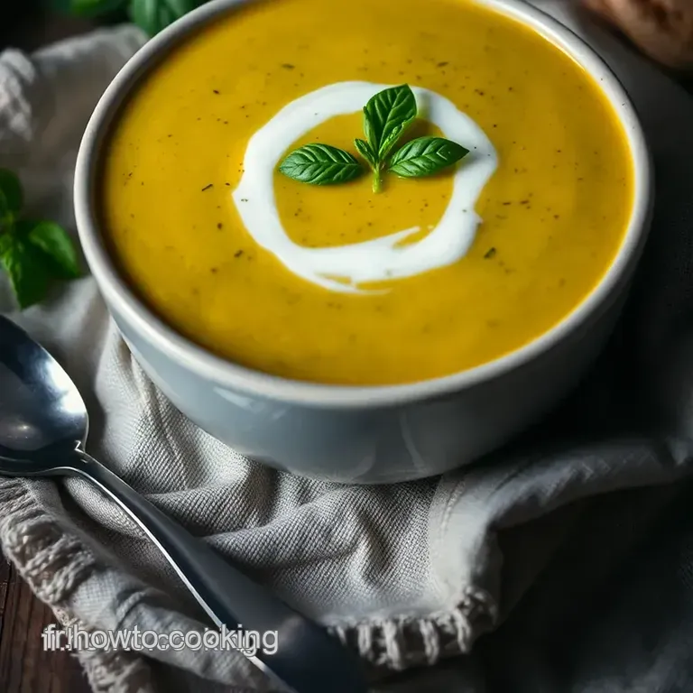 Soupe De Courgette Cr&eacute;meuse Au Basilic Frais presentation