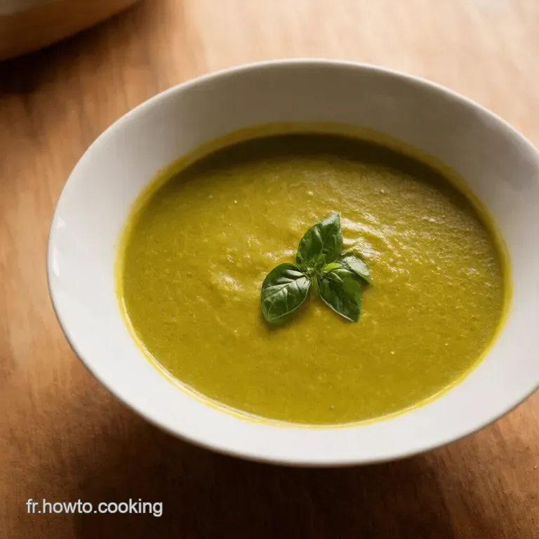Soupe De Courgette Velout&eacute;e Au Basilic presentation