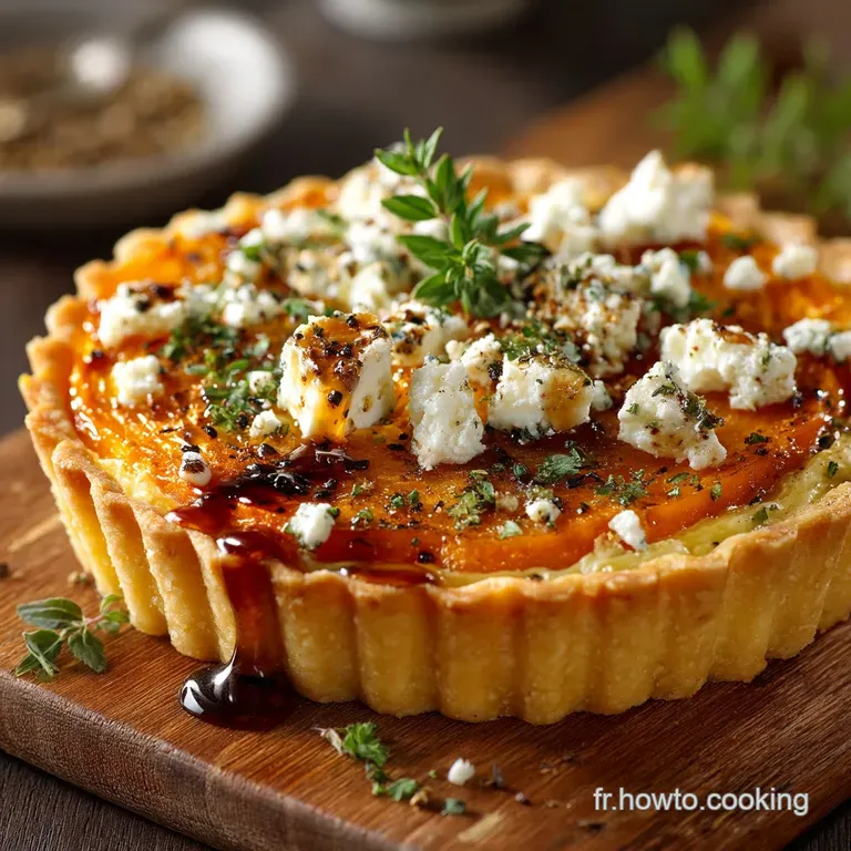 Soleil dAutomne en Pâte Tarte Rustique Moelleuse à la Courge Butternut et Feta Salée presentation