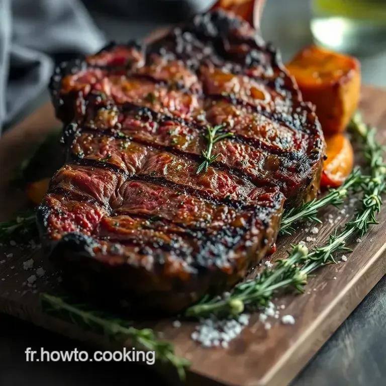 Tomahawk De Boeuf Grill&eacute; Au Romarin Et Ail presentation