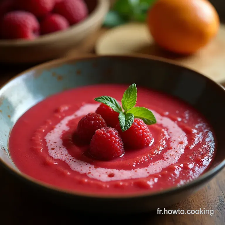 Le Rouge Passion Velouté Glacé de Framboises aux Zestes de Basilic presentation