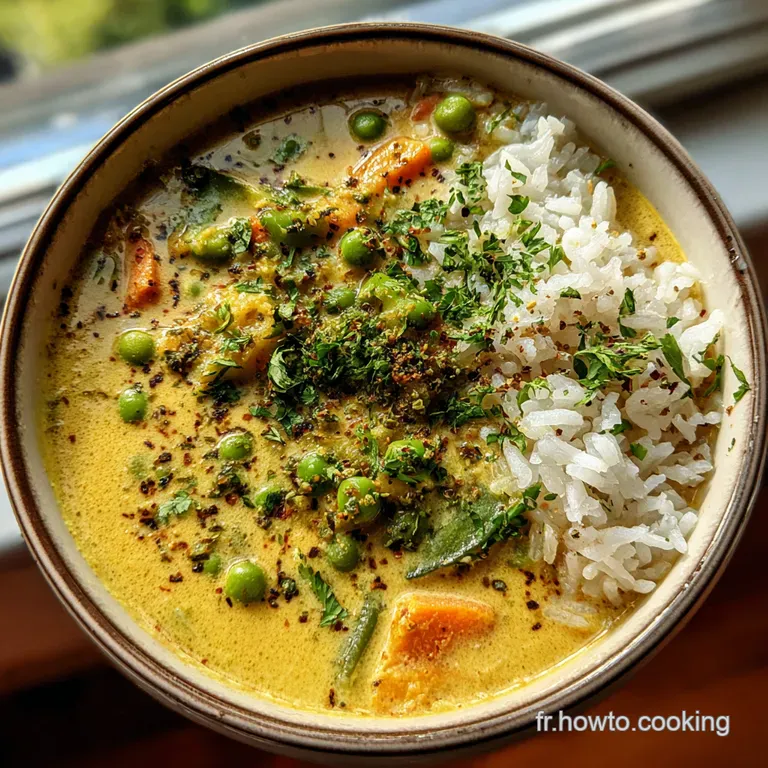 Velout&eacute; Printanier Exotique Cr&egrave;me de Petits Pois au Lait de Coco Curry